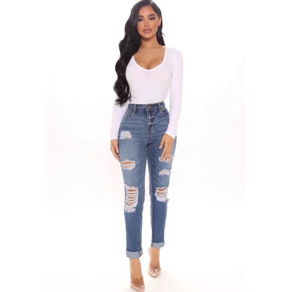 Fashion Nova Denim - FASHION NOVA | Wife Her Up Ripped Mom Jeans | 1